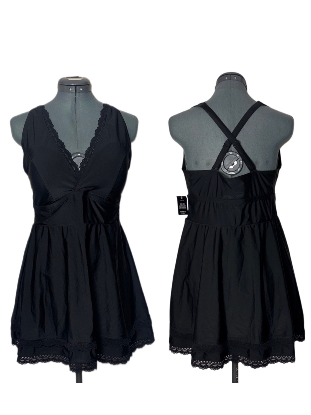 New Torrid Black Lace-Trim One-Piece size 1